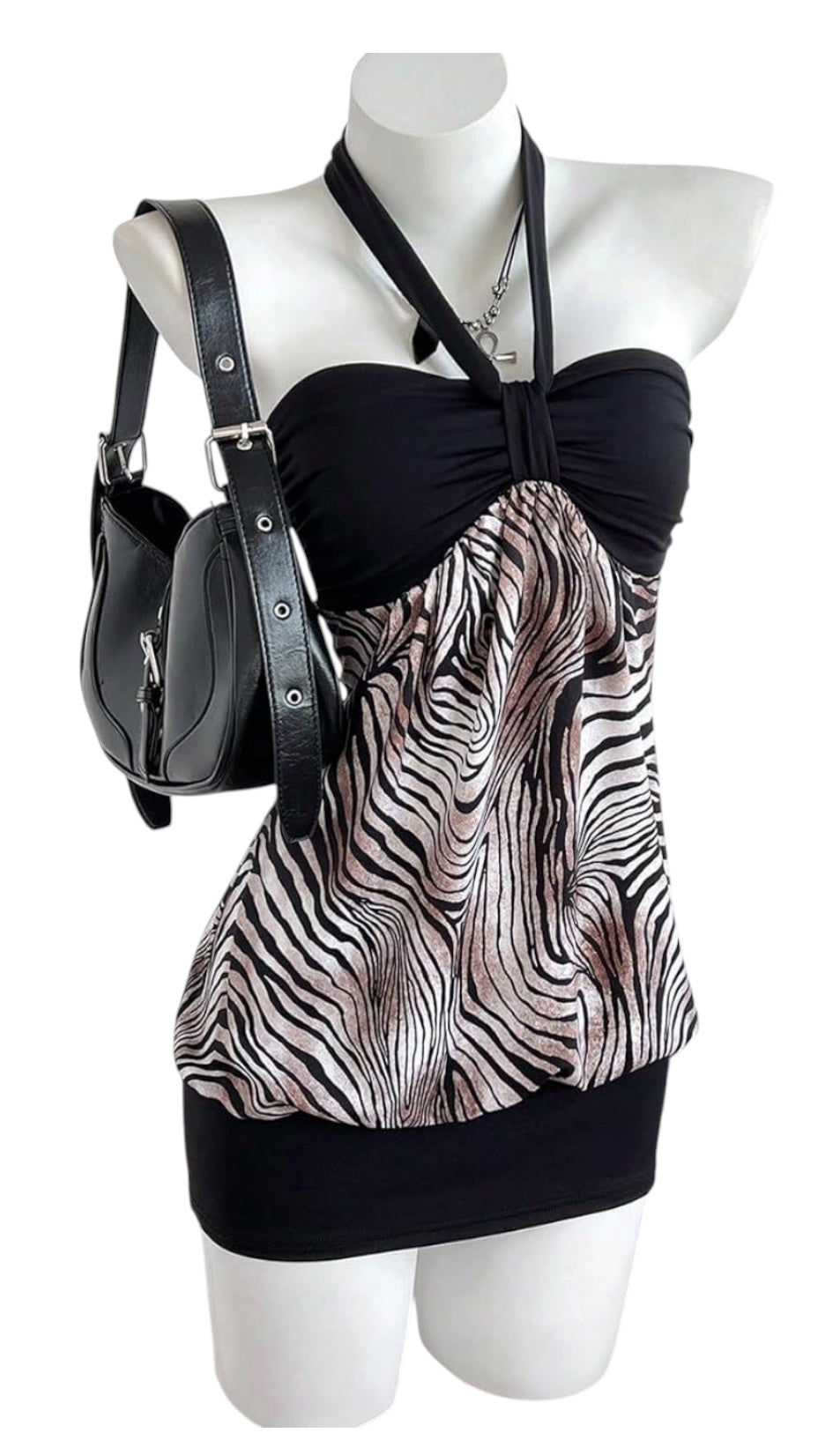 ZEBRA MUSE HALTER TOP