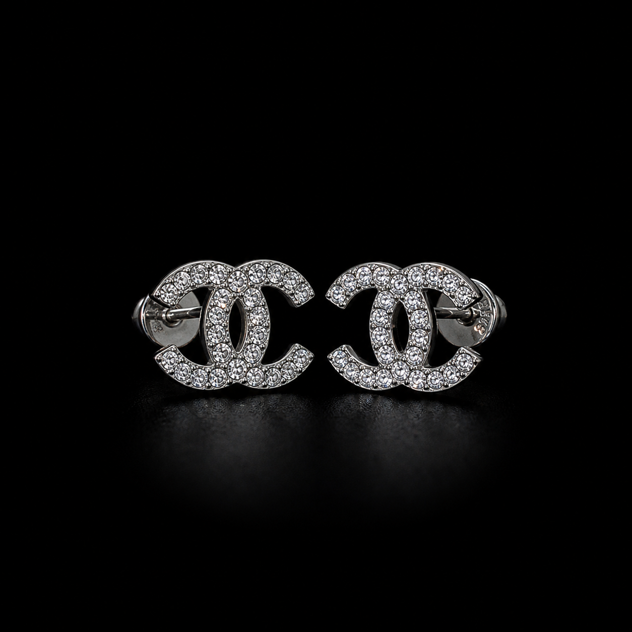 CC Silver Stud Earrings