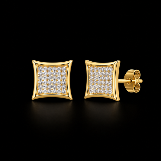 S Gold Cluster Earrings