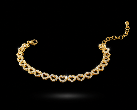 Heart Tennis Bracelet Gold