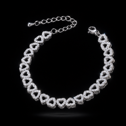 Heart Tennis Bracelet Silver