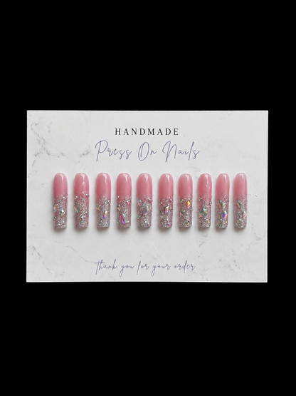 Acrylic XL Rhinestone Ombré Press On Nails ♡ Size Medium