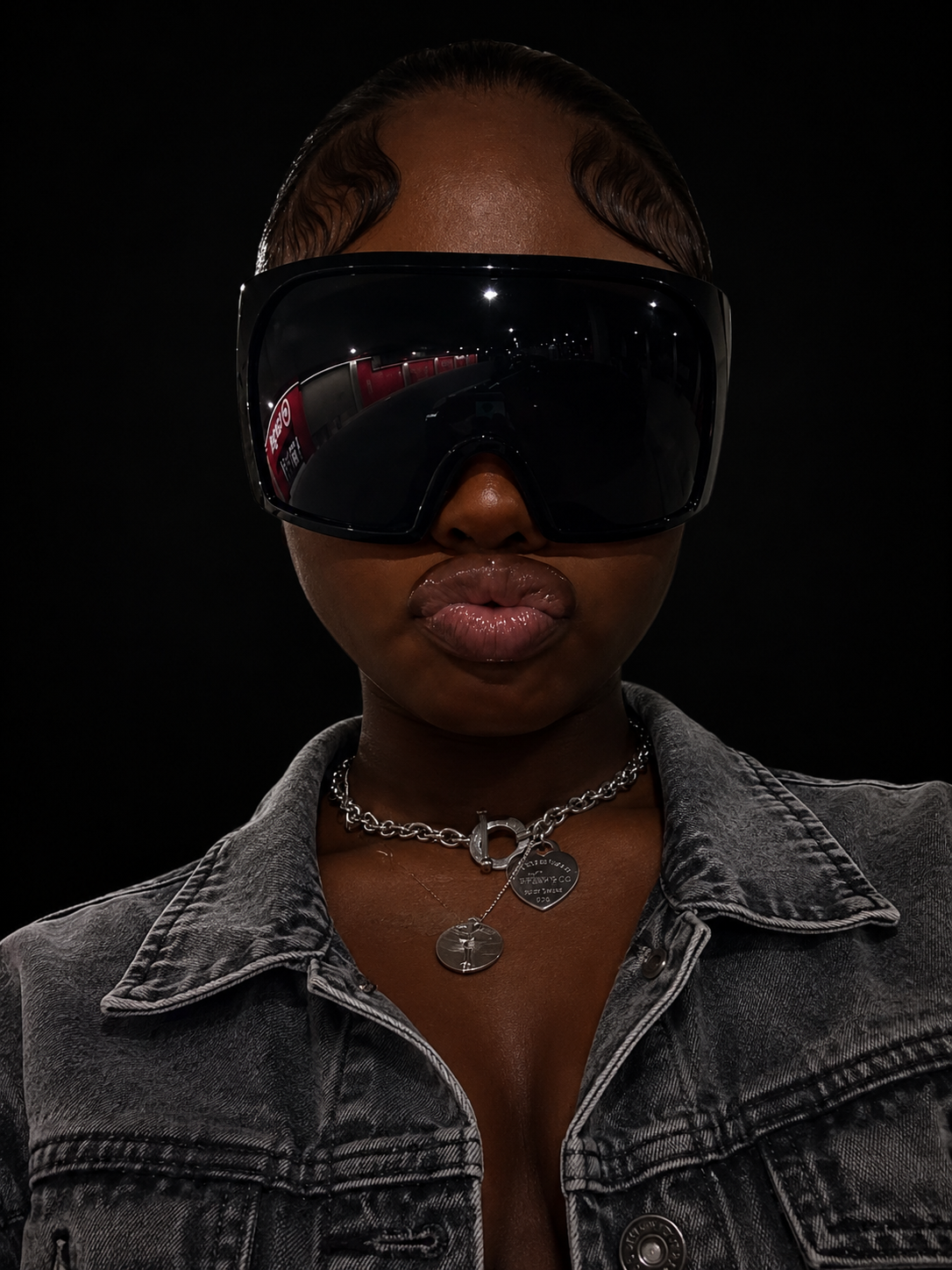 Futuristic Cyber Glasses Black