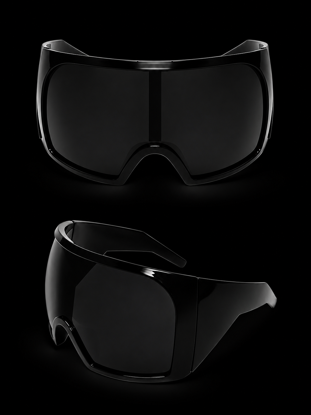 Futuristic Cyber Glasses Black