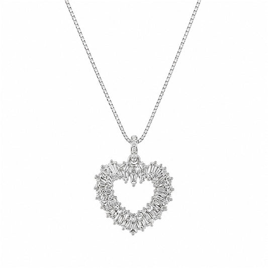 Aurora Iced Heart Necklace Silver