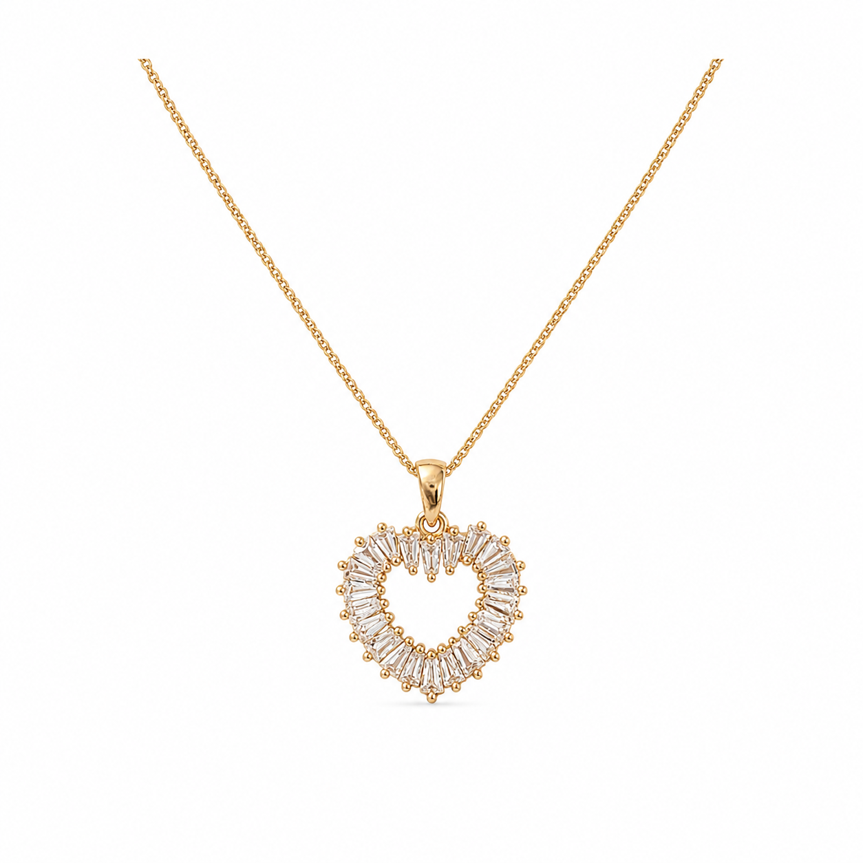 Aurora Iced Heart Necklace Gold