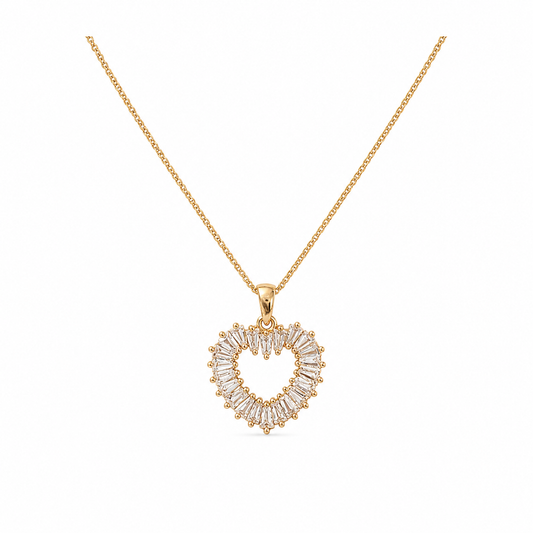 Aurora Iced Heart Necklace Gold