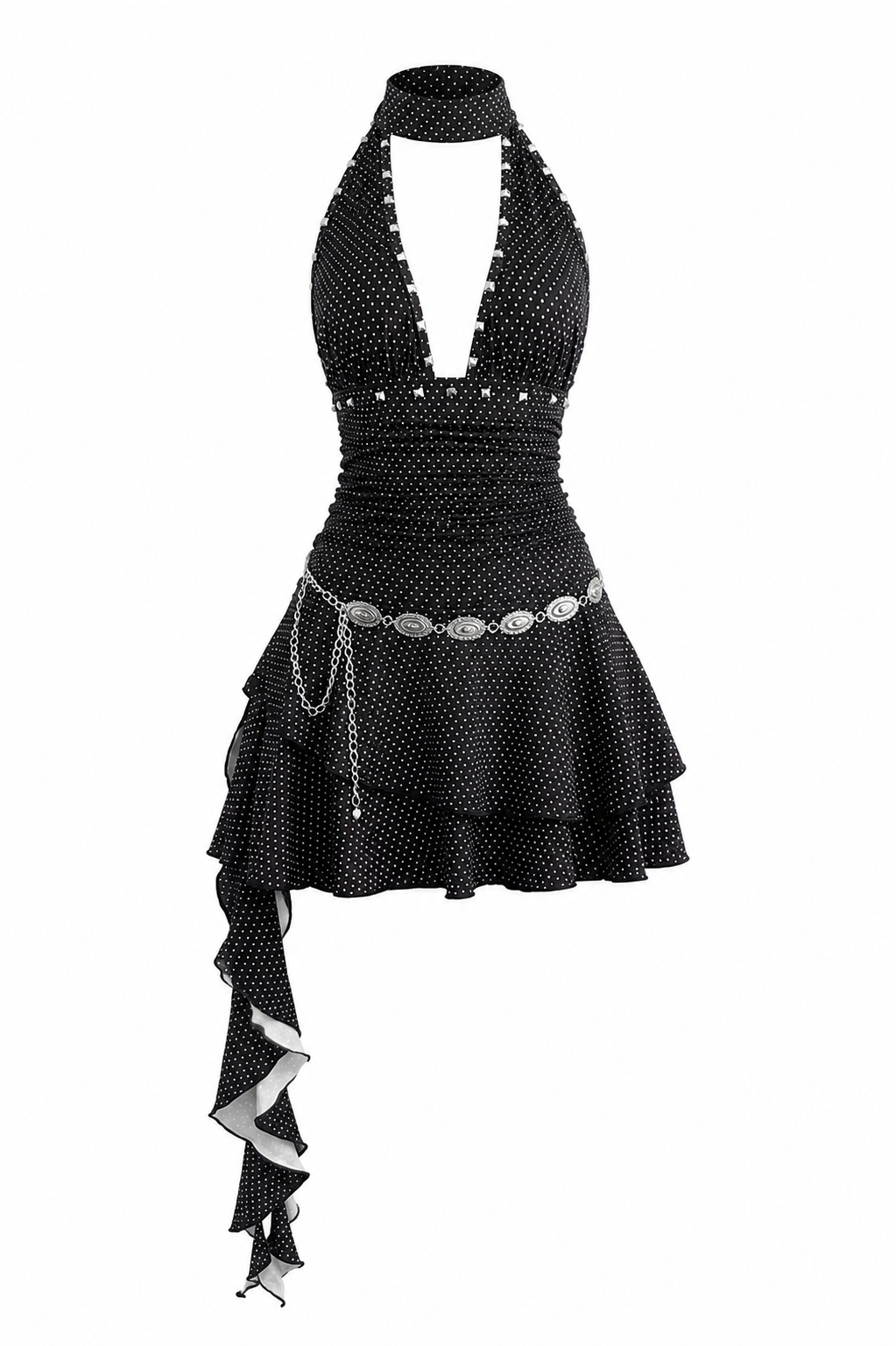 POLKA DOT HALTER DRESS