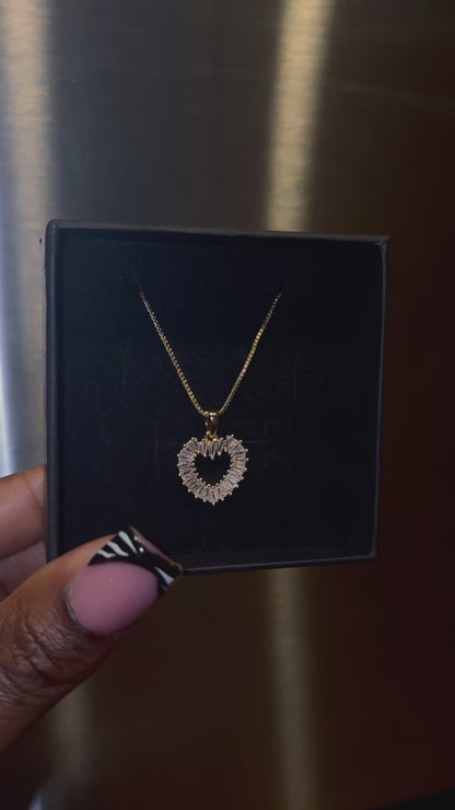 Aurora Iced Heart Necklace Gold