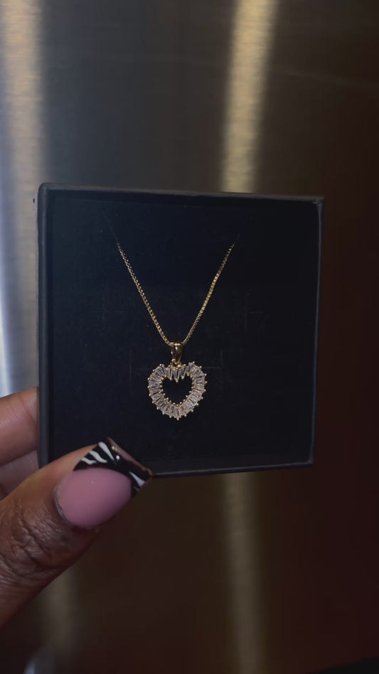 Aurora Iced Heart Necklace Gold