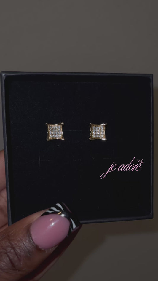 S Gold Cluster Earrings