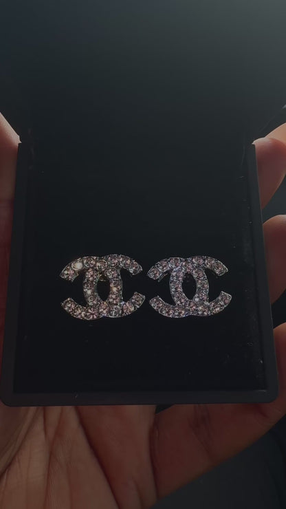 CC Silver Stud Earrings
