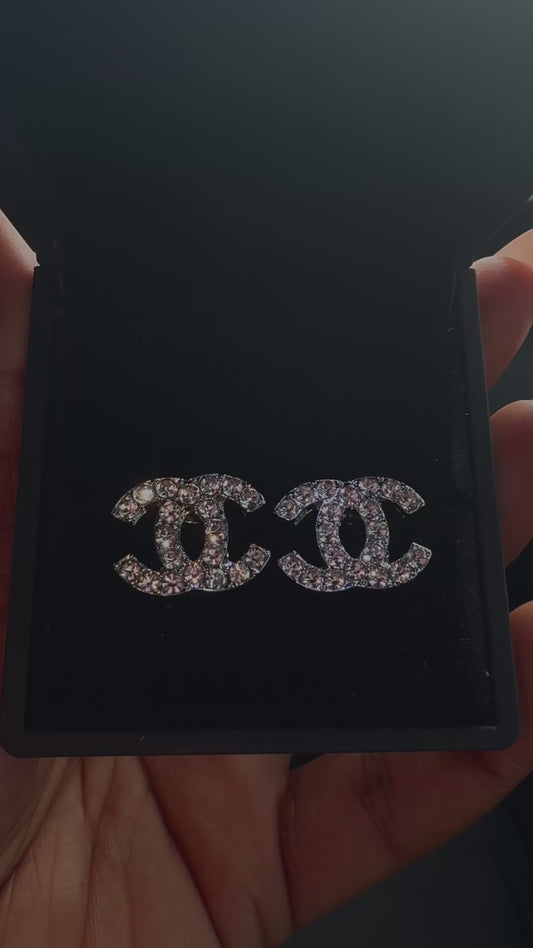 CC Silver Stud Earrings