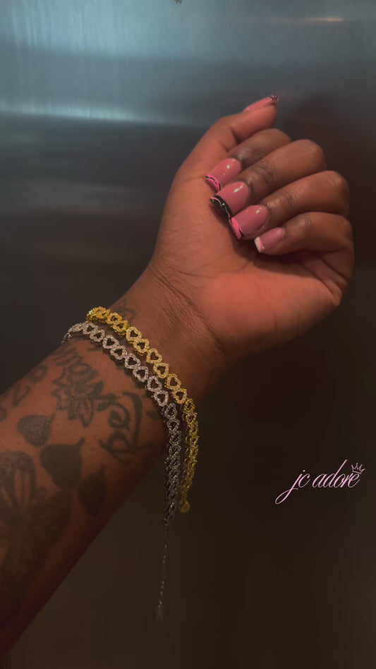 Heart Tennis Bracelet Gold