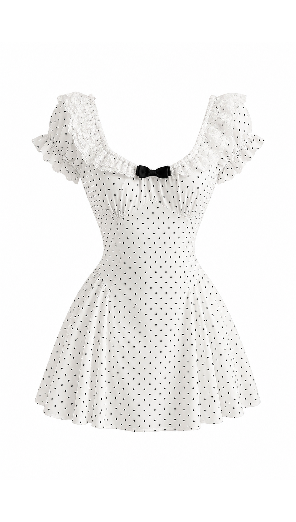 LACE POLKA MINI DRESS
