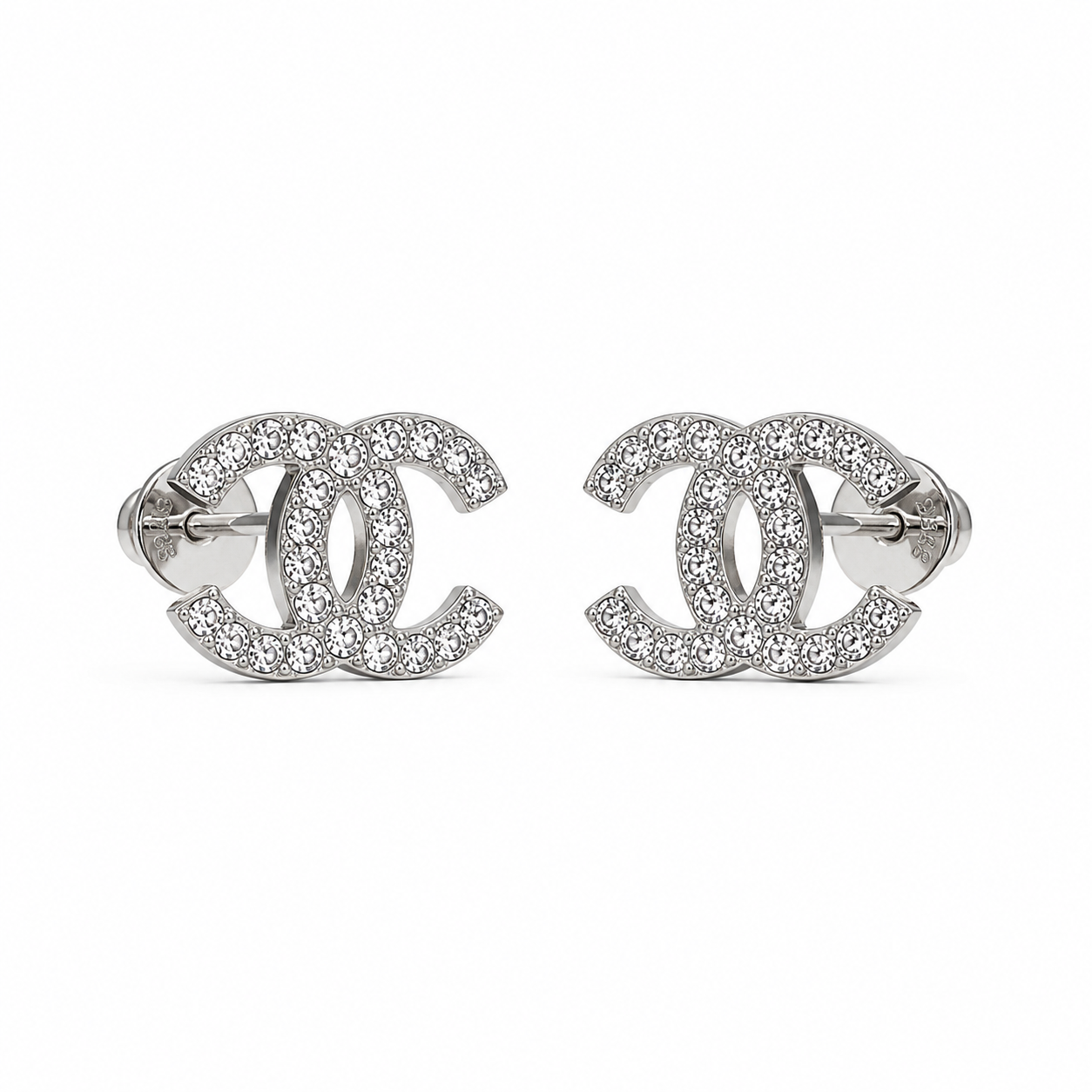 CC Silver Stud Earrings
