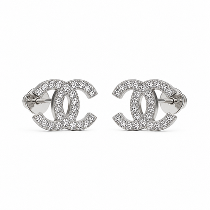 CC Silver Stud Earrings