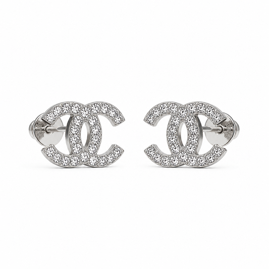CC Silver Stud Earrings